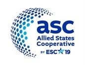 Allied States Cooperative logo featuring a blue globe design with ASC text